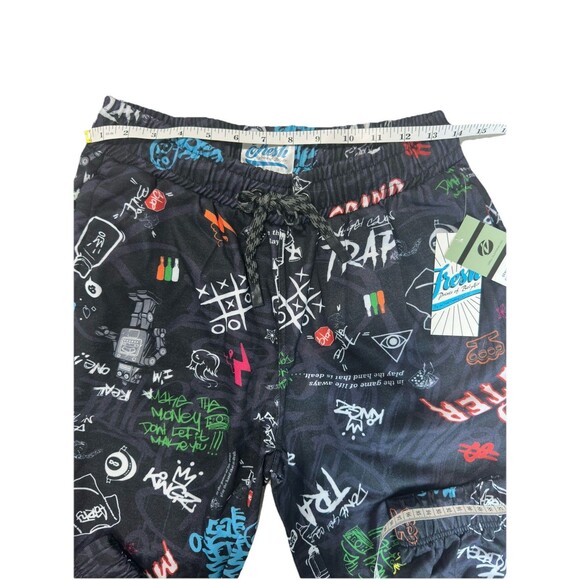 Fresh Prints of Bel-Air Jogger Pants Medium Black Multi Graphic Streetwear NWT - Picture 5 of 7